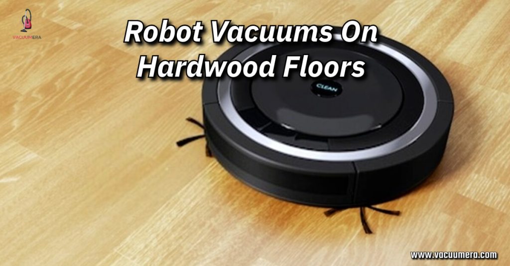 A robot vacuum cleaning hardwood floors